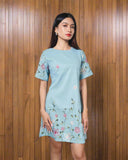 RIVA: teal embroidered cenefa dress