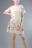 RIVA: beige embroidered cenefa dress