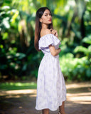 FIONA & FENIX: lilac off shoulder dress & button down