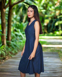 ZAINAB: dark blue eyelet dress