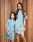 RIVA: teal embroidered cenefa dress