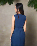 ZAINAB: dark blue eyelet dress