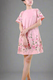 RIVA: pink embroidered cenefa dress