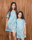 RIVA: teal embroidered cenefa dress