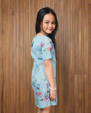 RIVA: teal embroidered cenefa dress