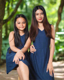 ZAINAB: dark blue eyelet dress