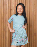 RIVA: teal embroidered cenefa dress