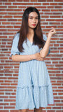 ZANA: powder blue eyelet dress