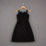 ADRIANA: black noodle strap dress