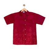 KANYE: maroon embro shirt