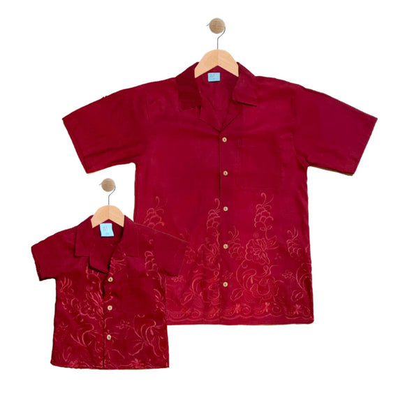 KANYE: maroon embro shirt