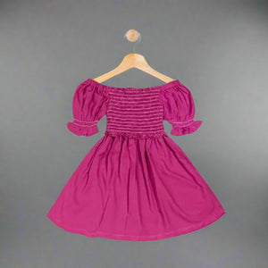 GINGER: magenta smocked midi dress