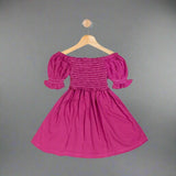 GINGER: magenta smocked midi dress