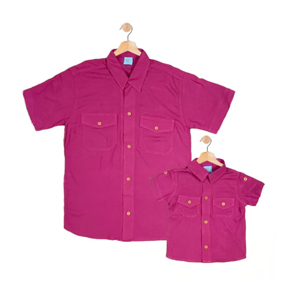 GUSTAV: magenta button down