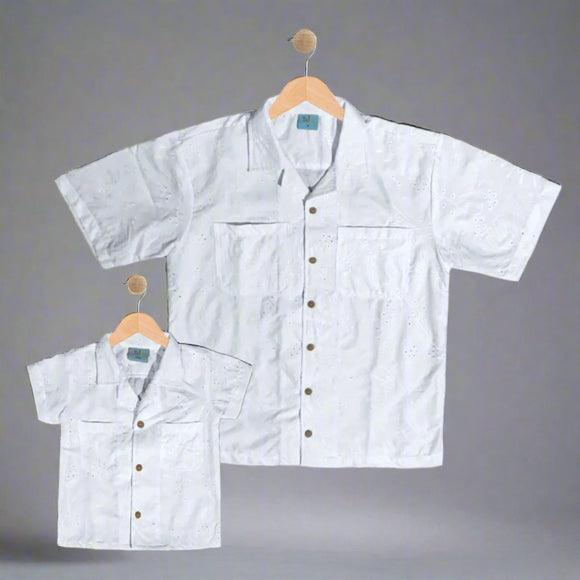 LUIS: white eyelet button down