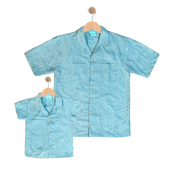 LUIS: teal eyelet button down