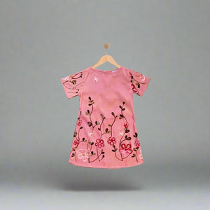 RIVA: pink embroidered cenefa dress