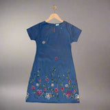 NELLA: blue embroidered cenefa dress