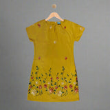 NELLA: mustard embroidered cenefa dress