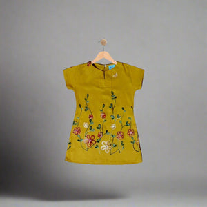 NELLA: mustard embroidered cenefa dress