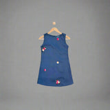 KATHERINE: blue embroidered sleevless dress