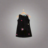 KATHERINE: black embroidered sleevless dress