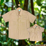 GWEN & GABBY: khaki romper & polo