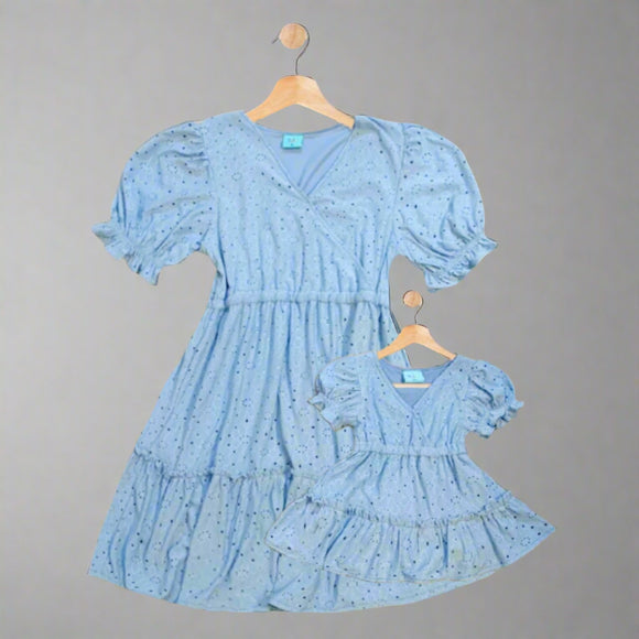 ZANA: powder blue eyelet dress