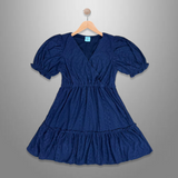 ZANA: dark blue eyelet dress