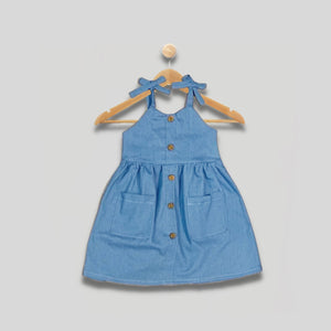 ENYA: ribbon strap chambray dress