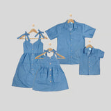 ENYA: ribbon strap chambray dress