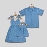 ENYA: ribbon strap chambray dress