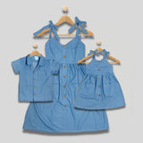 ENYA: ribbon strap chambray dress