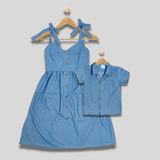 ENYA: ribbon strap chambray dress