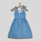 ENYA: ribbon strap chambray dress