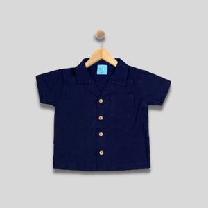 MOORE: button down navy blue top