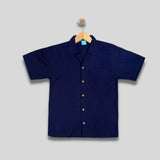 MOORE: button down navy blue top