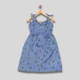 RIYA: blue ribbon strap dress