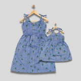 RIYA: blue ribbon strap dress