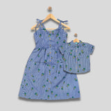 RIYA: blue ribbon strap dress