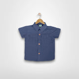 KALEB A: button down blue top