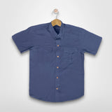 KALEB A: button down blue top