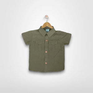 KALEB B: button down army green top