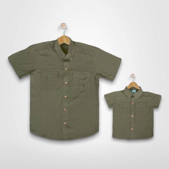 KALEB B: button down army green top