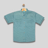 WESLEY: teal button down