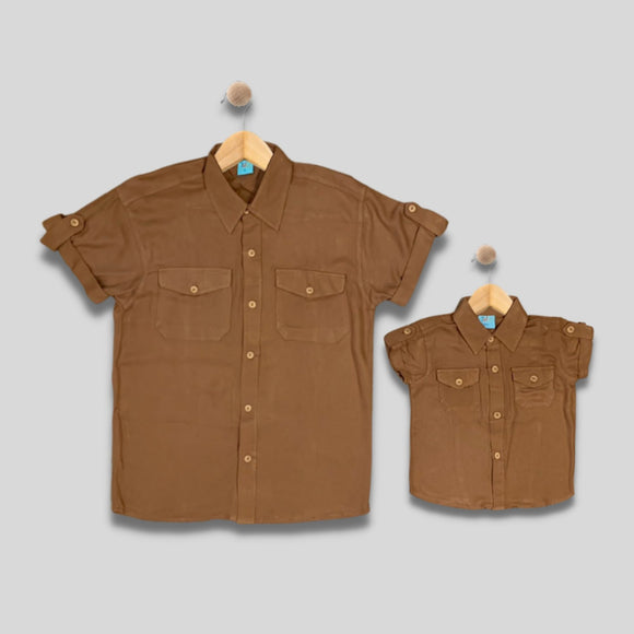 YOHAN: chestnut brown button down