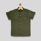 YOHAN: olive gree button down