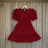 ZANA: maroon eyelet dress