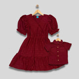 ZANA: maroon eyelet dress