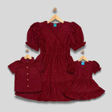 ZANA: maroon eyelet dress